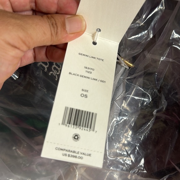 NWT Tory Burch 153170 Gemini Link Tote Black Coated Canvas Shoulder Bag - Picture 9 of 12